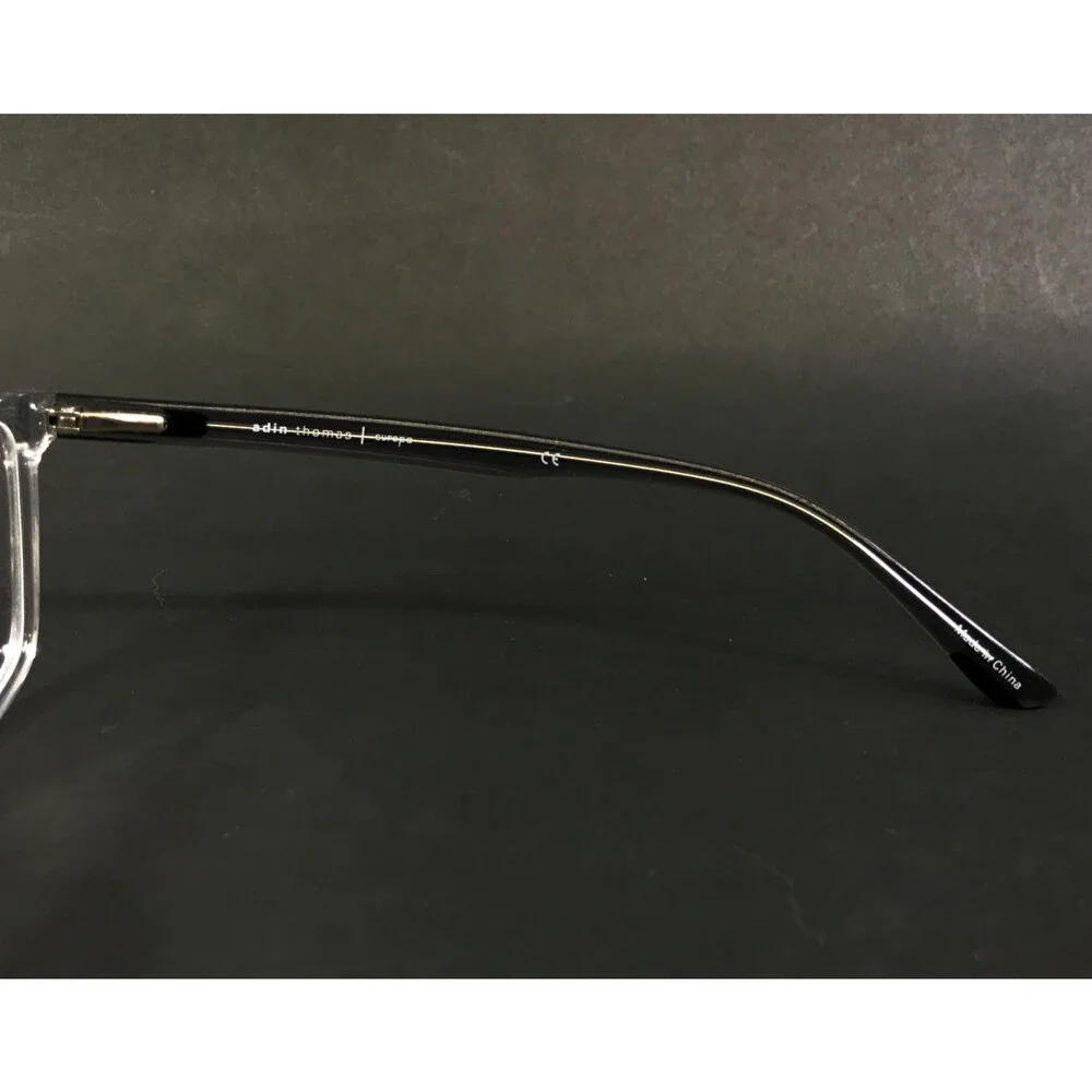 Adin Thomas Eyeglasses Frames AT-514 C2 Clear Black Rectangle Full Rim 55-17-148